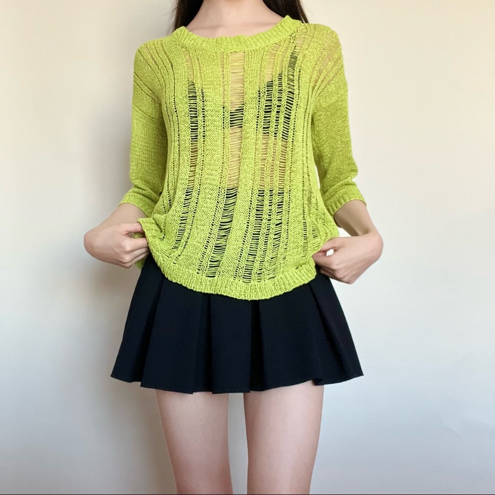 {SOLD} Neon Green Crochet Sweater